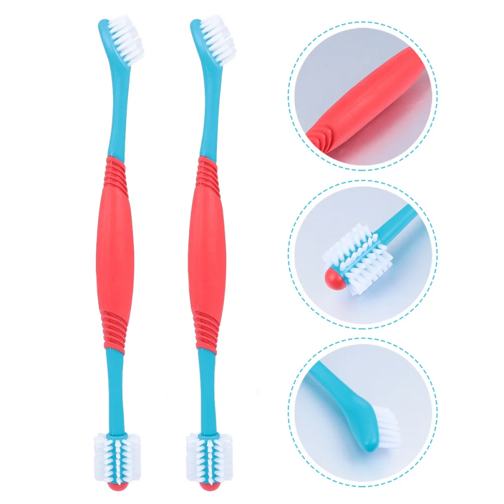

2Pcs Pet Toothbrush Double Headed Easy Care Teeth Clean Brushes