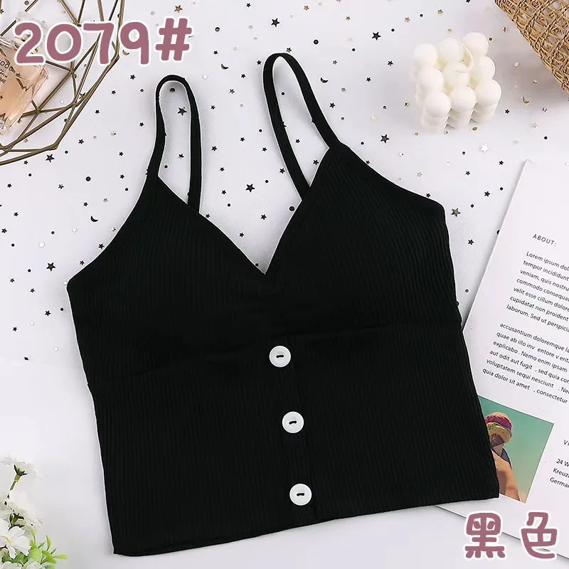 

Cotton Camis Women Tank Top Knit Sexy Korean Style Vintage Buttons Camisoles Womens Outwear Fashion All-match Vest 2020 New