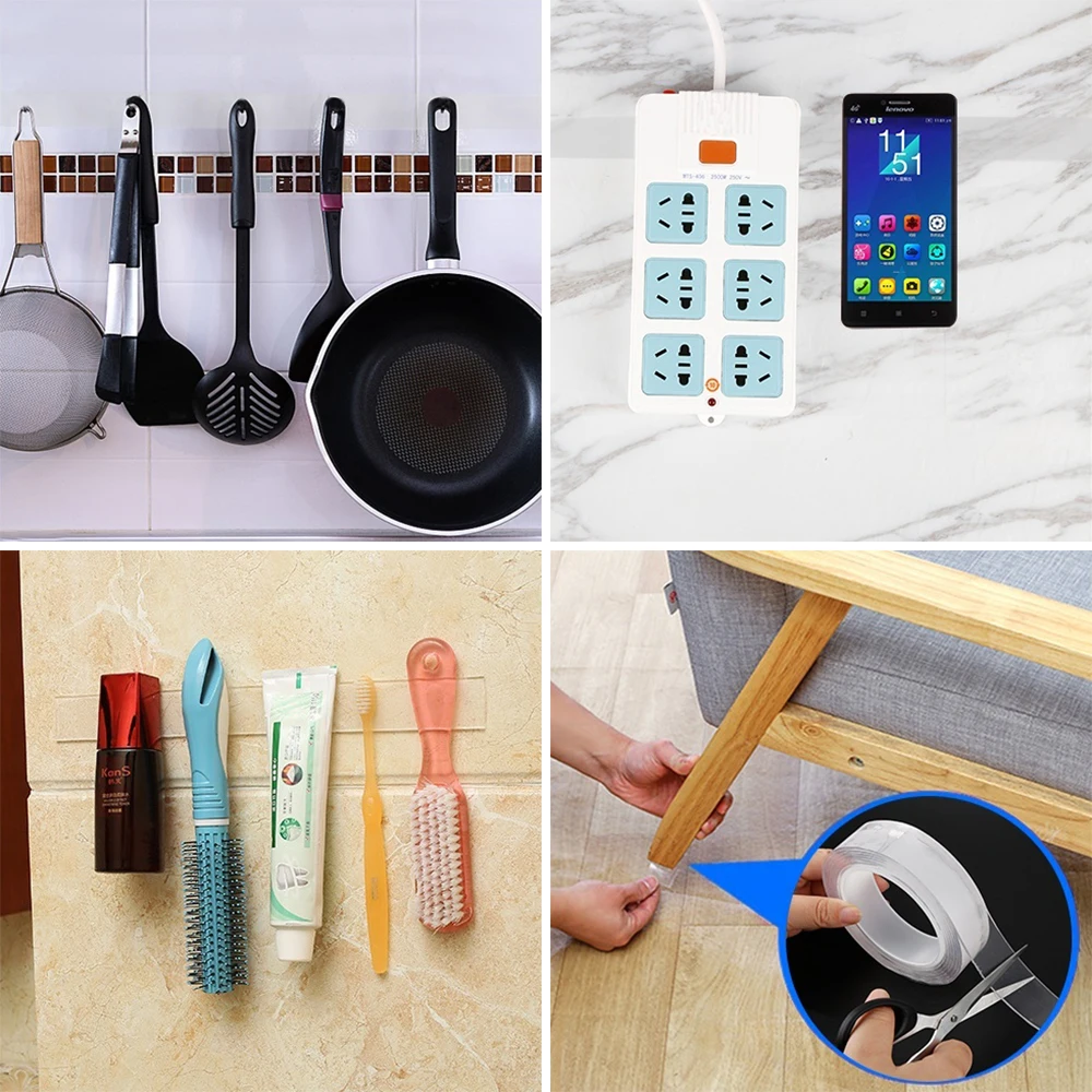 Прозрачная нано волшебная лента 1/3/5 м Двухсторонняя клейкая наклейка бесследная