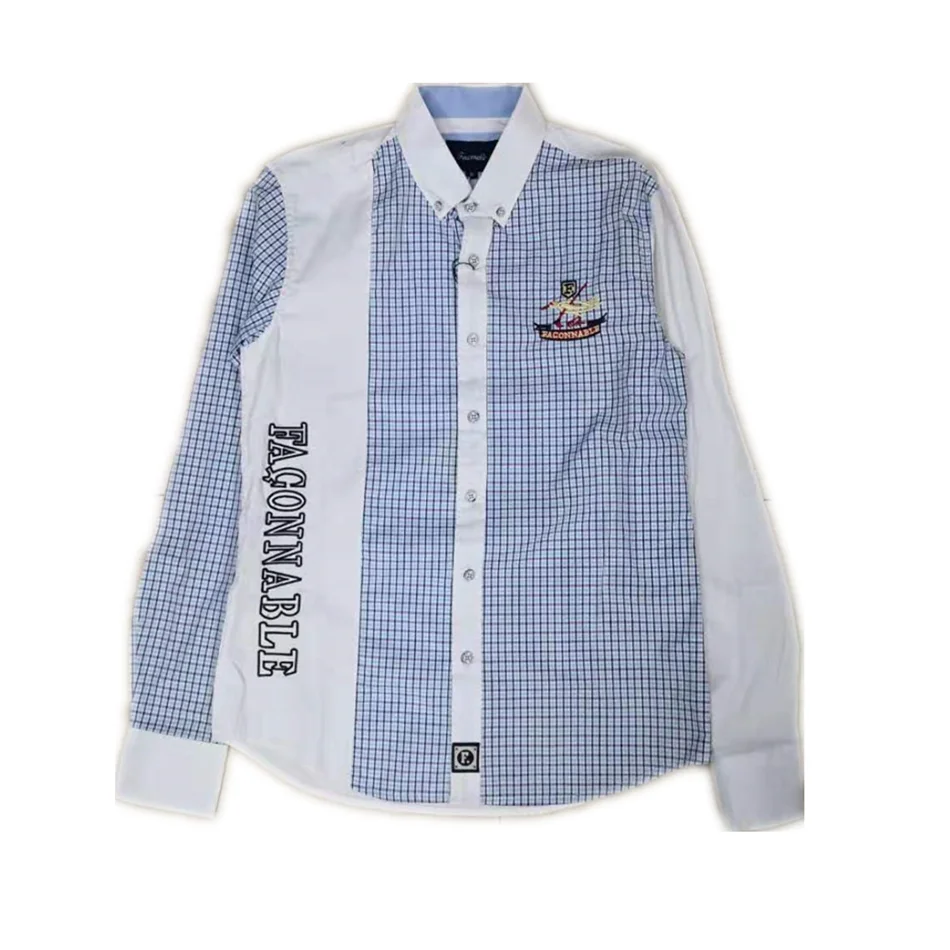 Faconnable рубашка с вышивкой camisa masculina мужские рубашки длинным рукавом 100% хлопок Social