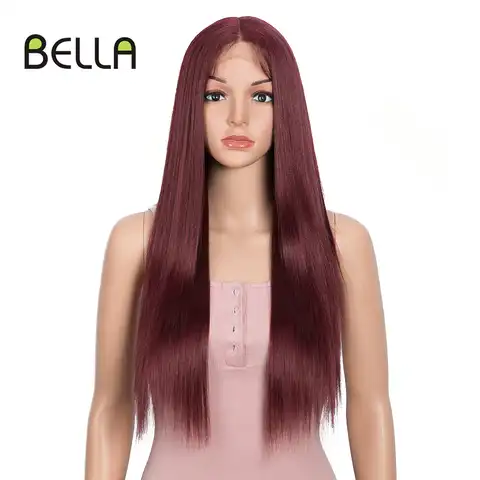 Женский парик Bella Philosophy, красный, бордовый синтетический парик на сетке, 27 дюймов, прямые парики, блонд, красный, черный, парики средней длины ...