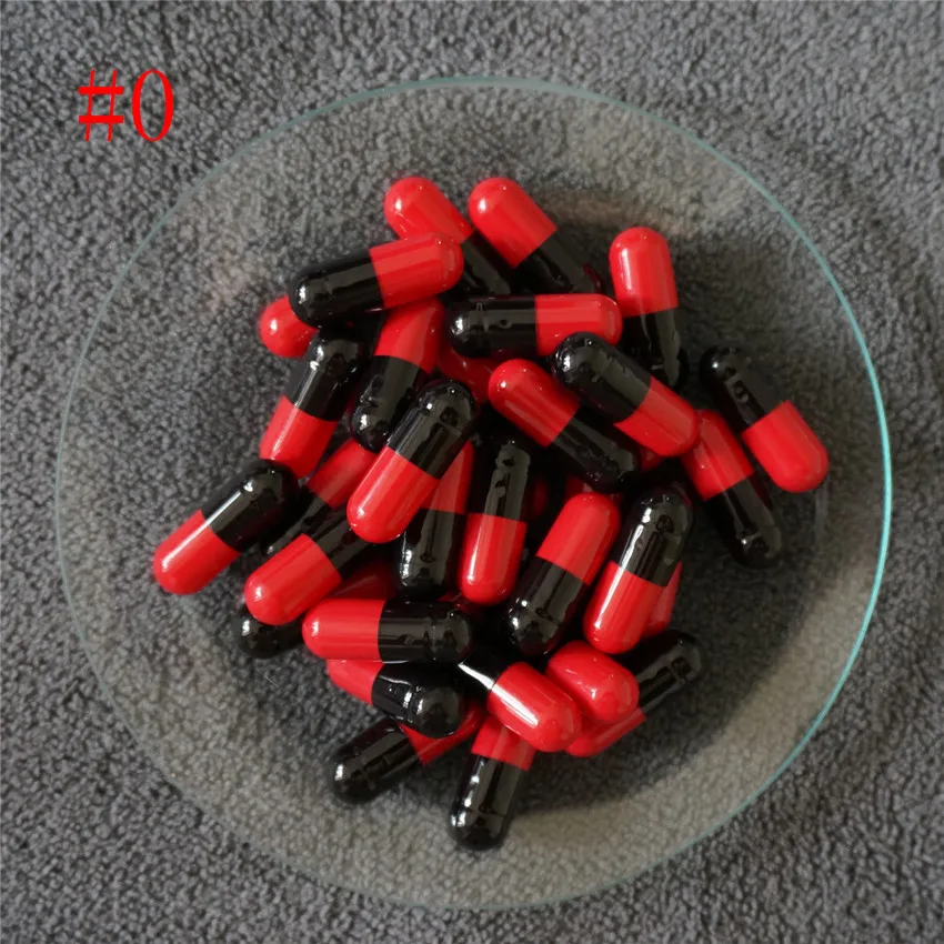 

0# 5000pcs High Quality Empty Hard Gelatin Red and Black Capsules, 0 Size Hollow Gelatin Capsules ,Joined or Separated Capsules