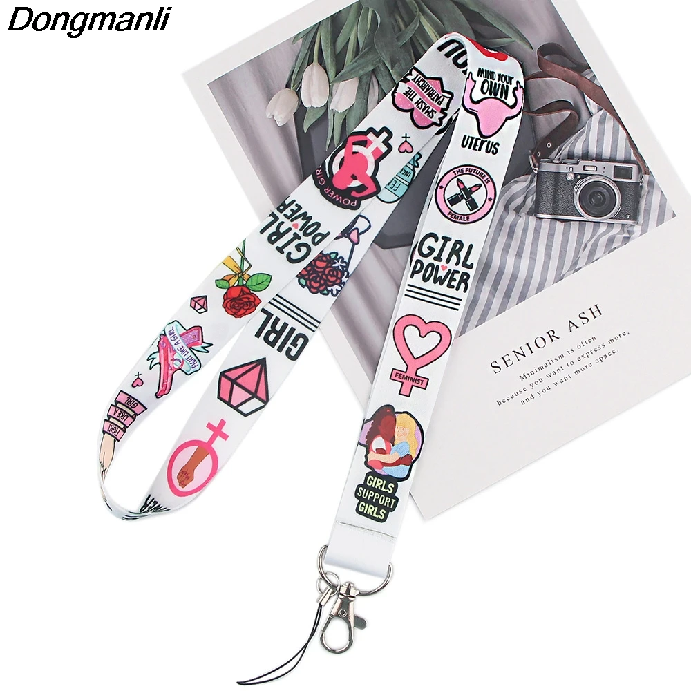 

P5760 Dongmanli Feminism Lanyards for Key Neck Strap For Card Badge Gym Key Chain Lanyard Key Holder DIY Hang Rope Keychain
