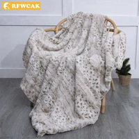 autumn and winter finished super soft and breathable office lunch break sofa bed decoration white leopard double sided blanket