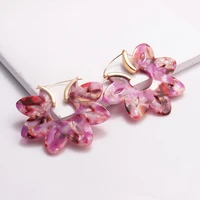 big za flower acrylic bohemian earrings for women petal acetate leopard long earings geometry hoop fashion statement earrings