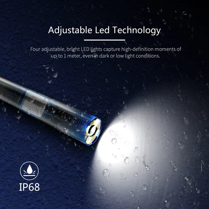 

5.0Mp Wifi Endoscope Camera Ip68 1944P Hd Inspection Camera Snake Semi-Rigid for Android Iphone Ios