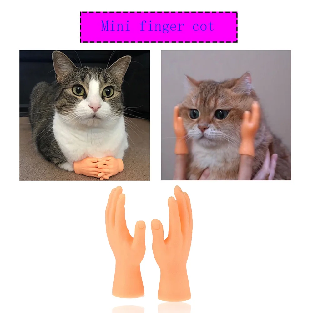 

2pcs Mini Hands Funny Kitten Puppy Finger Sleeve Hand Dolls Pet Massager Gloves Kit Early Education Toys Left Right Mini Hands