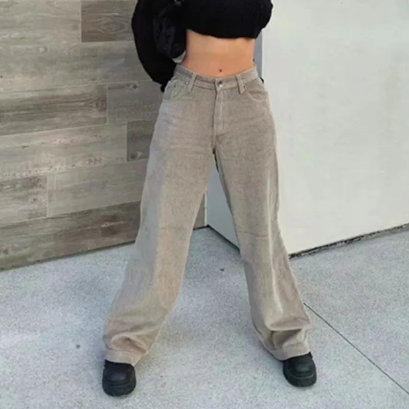 

2021 Jeans In Brown High Waist Loose Straight Leg Jeans Women Fashion Y2k Casual Streetwear Female Pants Baggy Trouser