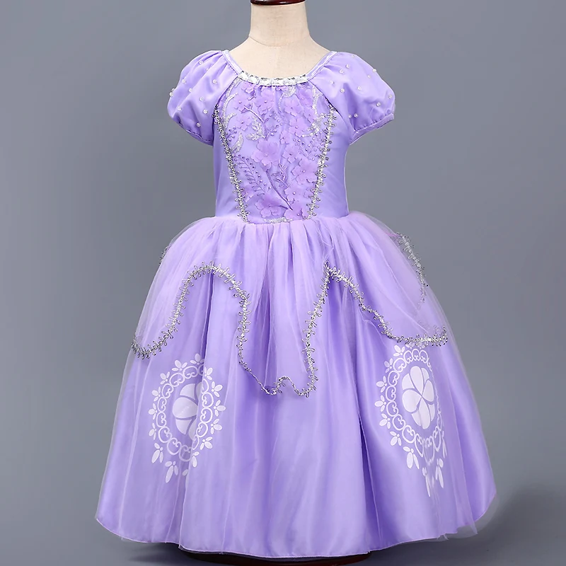 Летние платья принцессы для девочек Детский карнавальный костюм Белль одежда
