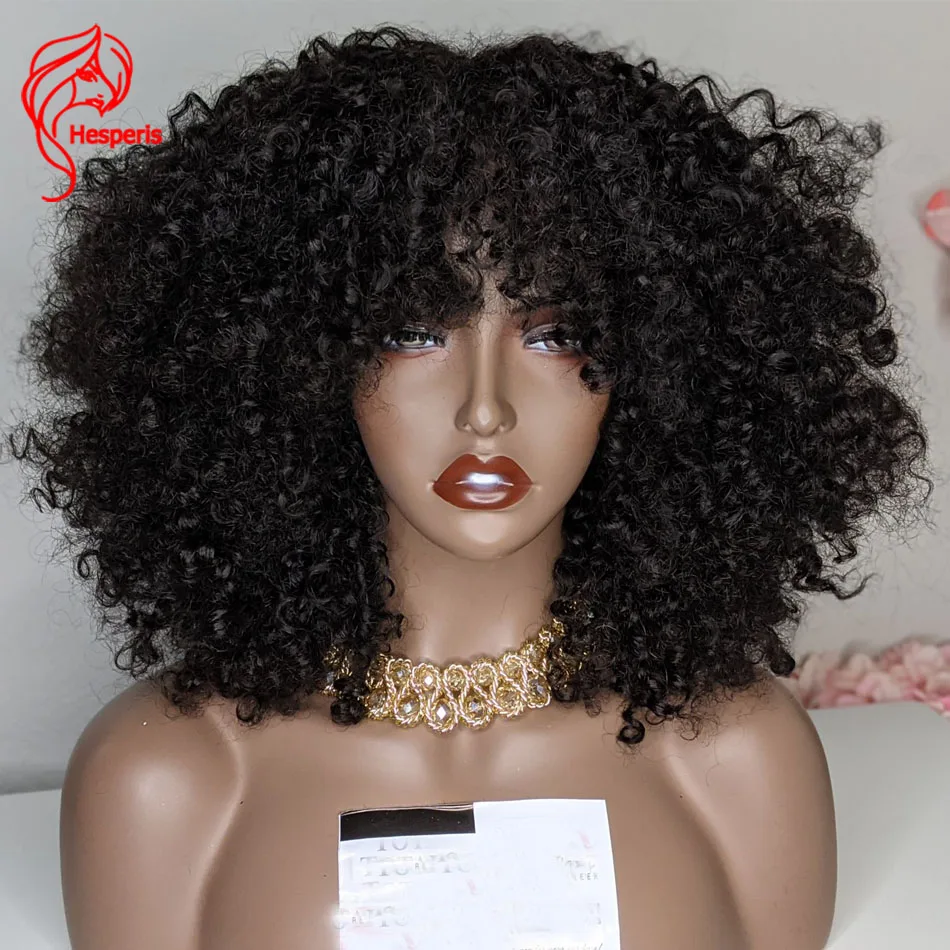 Harga Hespermis 200 Wig Rambut Manusia Keriting Pendek Orang Brasil Dengan Wig Buatan Mesin Penuh Bagian Atas Atas Kepala Keriting Ikal Afro Keriting Remy