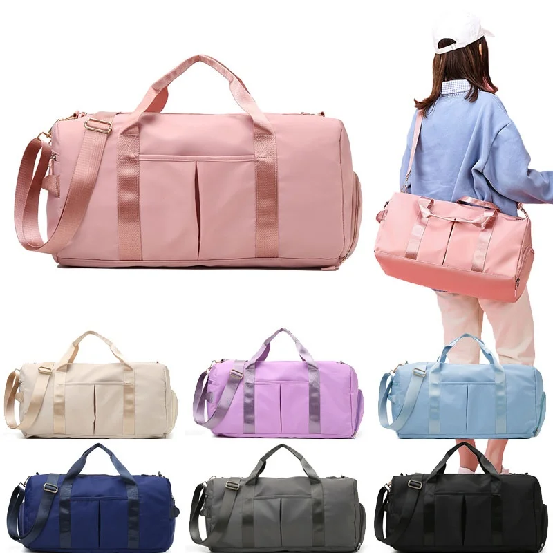 

Outdoor Waterproof Nylon Sports Gym Bags Men Women Training Fitness Travel Handbag Yoga Mat Sport Bag with Shoes Compartment