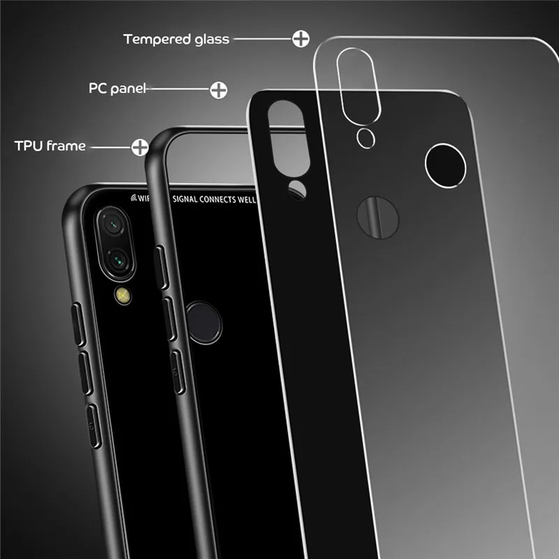 Tempered Glass Case For Xiaomi Redmi Note 7 5 6 K20 Pro 7A Luxury Phone Cover Mi 9 SE Coque | Мобильные телефоны и