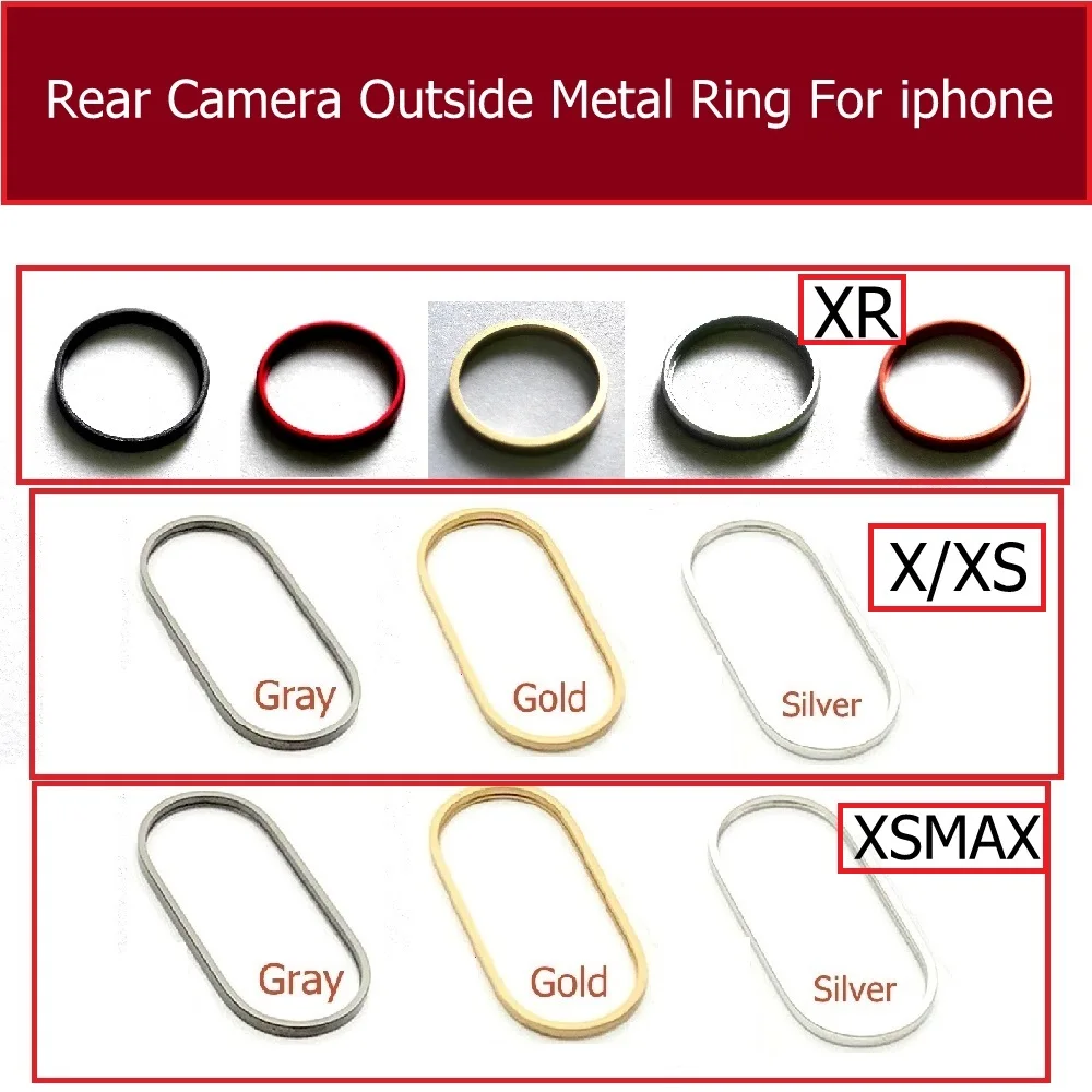 Задняя камера с металлическим кольцом для iphone X Xs Xr Max plus задняя основная кольцо