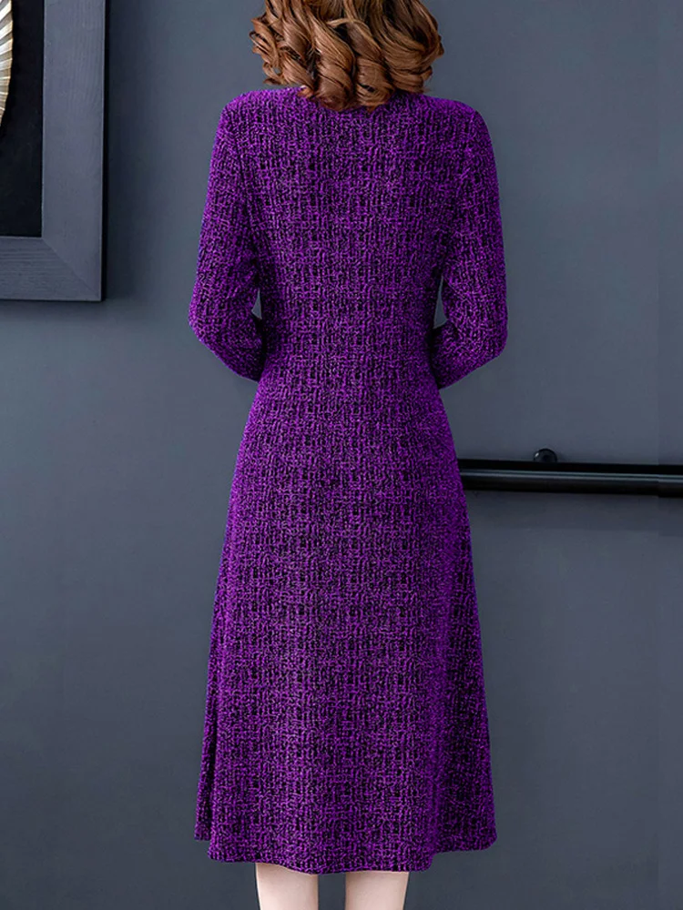 2019 новое зимнее модное женское фиолетовое длинное платье с v-образным вырезом и