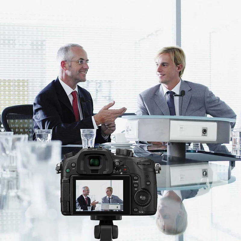 Петличный микрофон Comica с двумя головками всенаправленный конденсаторный на