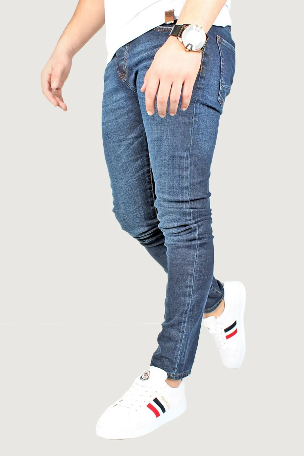 Men's Clothing Denim Pants For Man Trousers Men's Jeans Slim Fit Strech Flexible Fashion Tight-Fitting Stylish Casual