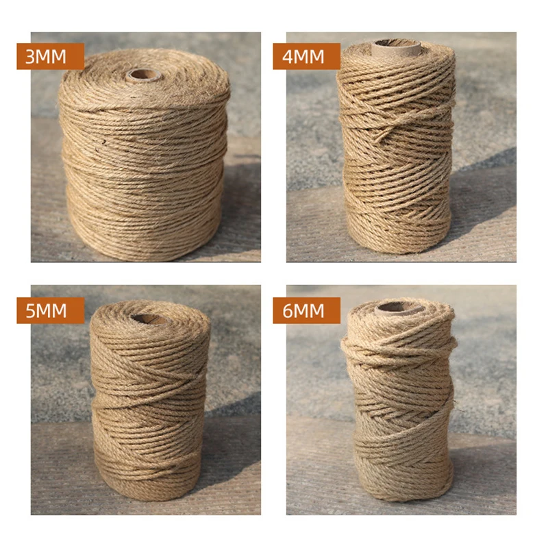 

Джут шпагат джутовый струны 3 слоя 1/2/3/4/5/6 мм Толщина джутовая веревка для украшения DIY Искусство укладка расщеплённых ремесла упаковочная ...