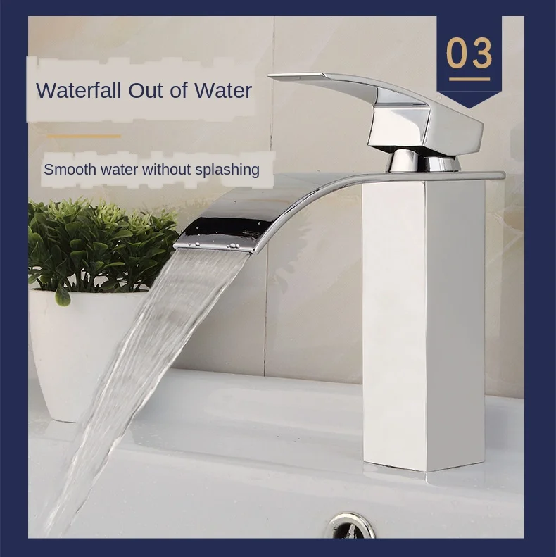 

Nordic Copper Waterfall Cold And Hot Basin Faucet Washbasin In Toilet Single Hole Faucet For Bathroom Cabinet Faucet Kitchen
