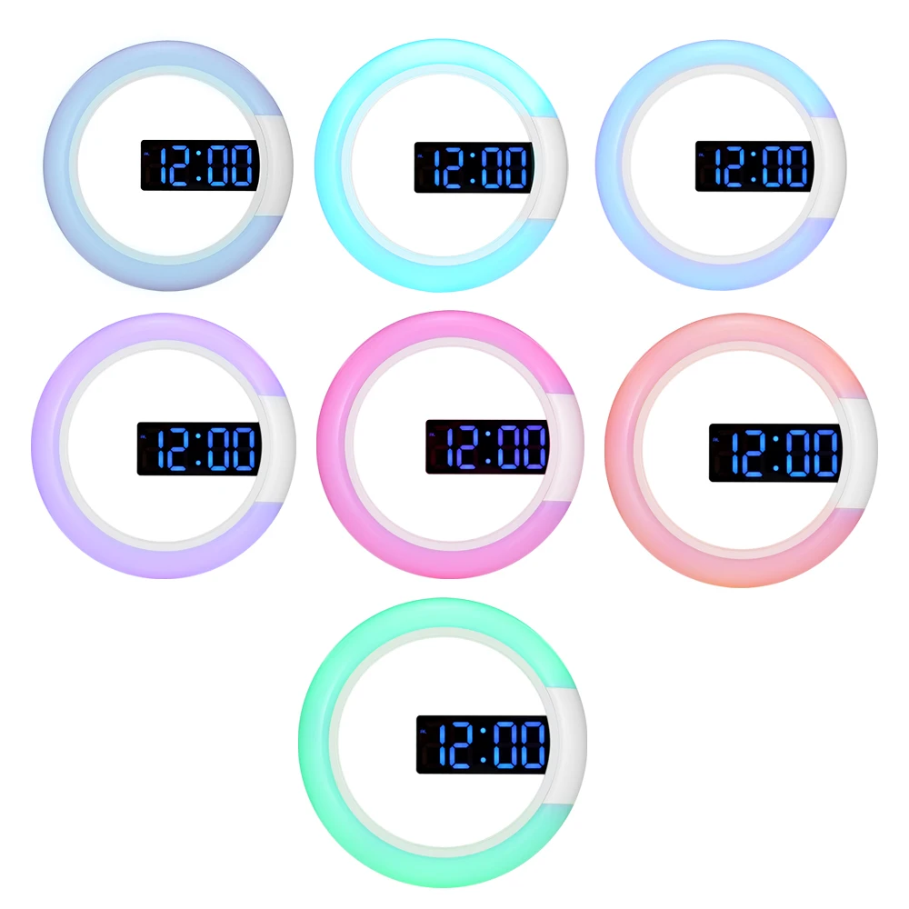 Цифровые светодиодсветодиодный настенные часы зеркальные температурные с