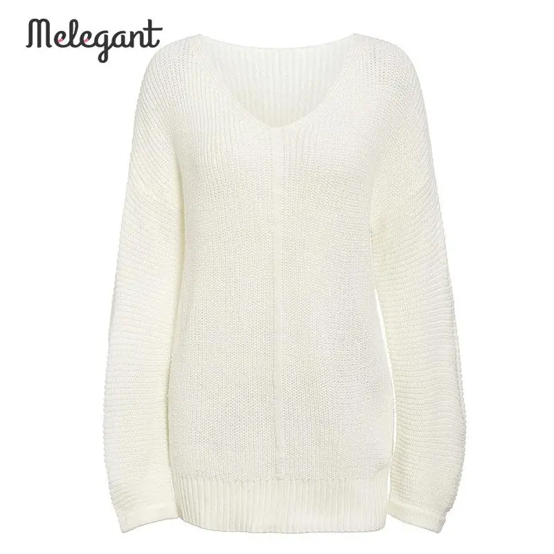 Mэлегантный вязаный негабаритный 2019 зимний женский свитер Длинные белые модные