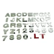 Pegatinas 3d para coche y motocicleta, calcomanías de Metal Diy de 25/45mm, letras y números, impermeables, alfabeto externo, 1 pieza
