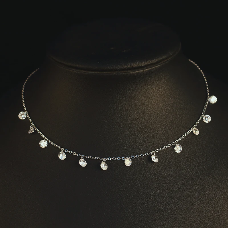 Лучшие хрустальные ожерелья и кулоны для женщин супер блестящие цепи чокер