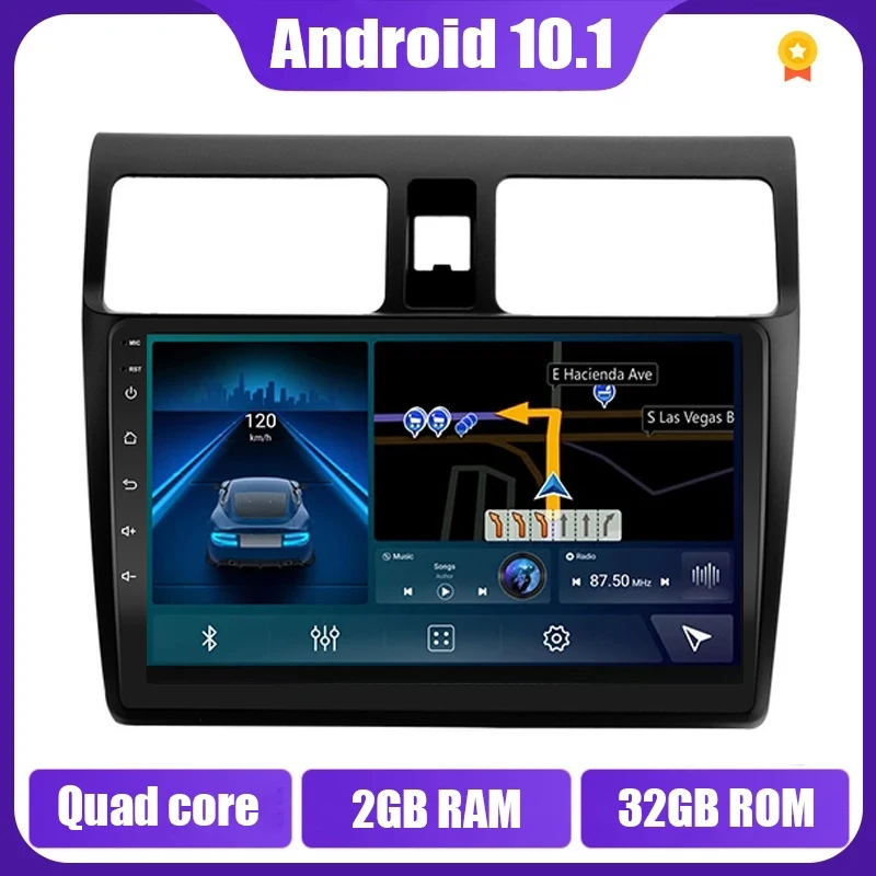 

Автомагнитола 9 дюймов, 2 + 32 ГБ, Android 11, без DVD-плеера для Suzuki Swift 2003-2010, автомагнитола, мультимедийный плеер с GPS-навигацией