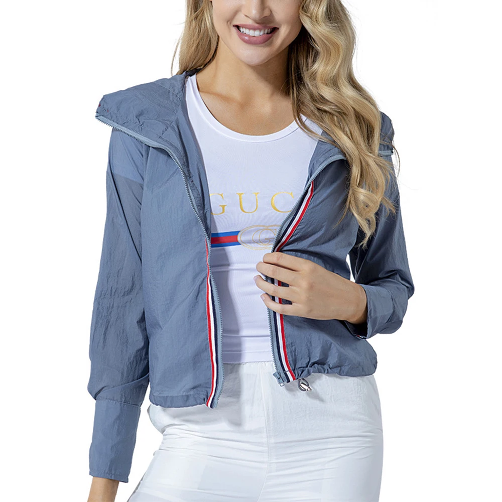 Женская спортивная одежда куртка летние куртки для бега тренировок с капюшоном