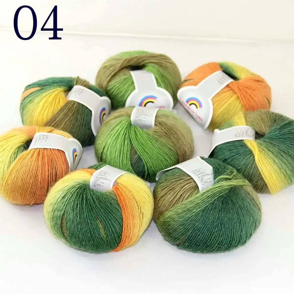 

Sale Soft 8X50gr ballCashmere Wool Colorful Rainbow Wrap Shawl DIY Hand Knit Yarn Green Yellow Khaki Olive 524-04-