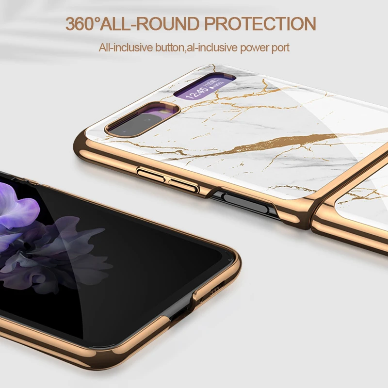 for samsung galaxy z flip case luxury plating tempered glass full protection shockproof back cover for samsung z flip 5g case free global shipping