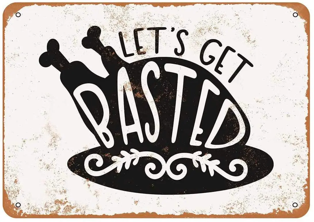 

Diuangfoong Let's Get Basted Vintage Look Metal Sign 12"×8"