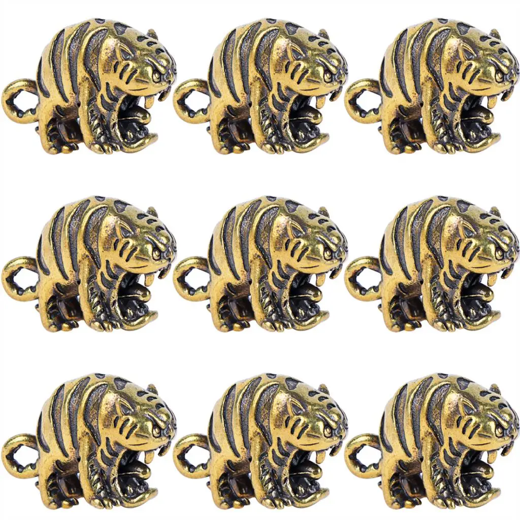 

10 Pcs Cute Tiger Charms Figurines Mini Tiger Statues Chinese Zodiac Pendant Ornament Keychain Pendant Necklaces Jewelry