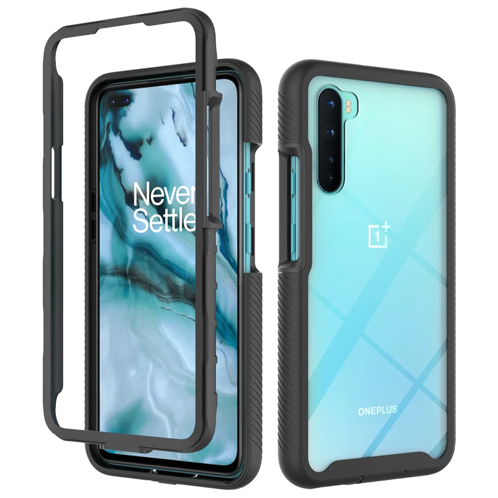 

For OnePlus Nord Case Soft Bumper + Transparent Hard Back Panel 360 Protect Shockproof Cover Shell For One Plus Nord
