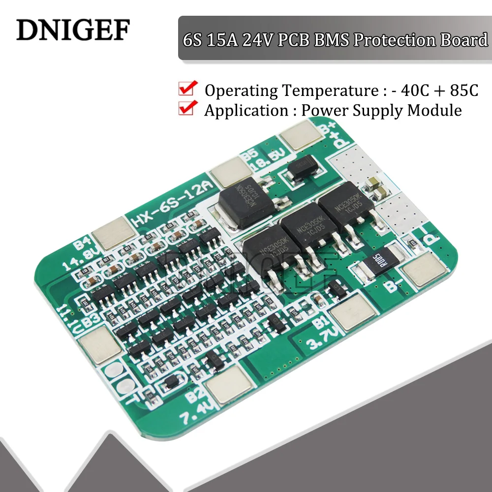 

10PCS 6S 15A 24V PCB BMS Protection Board Lithium Battery for 6 Pack 18650 Cell Module DIY Kit
