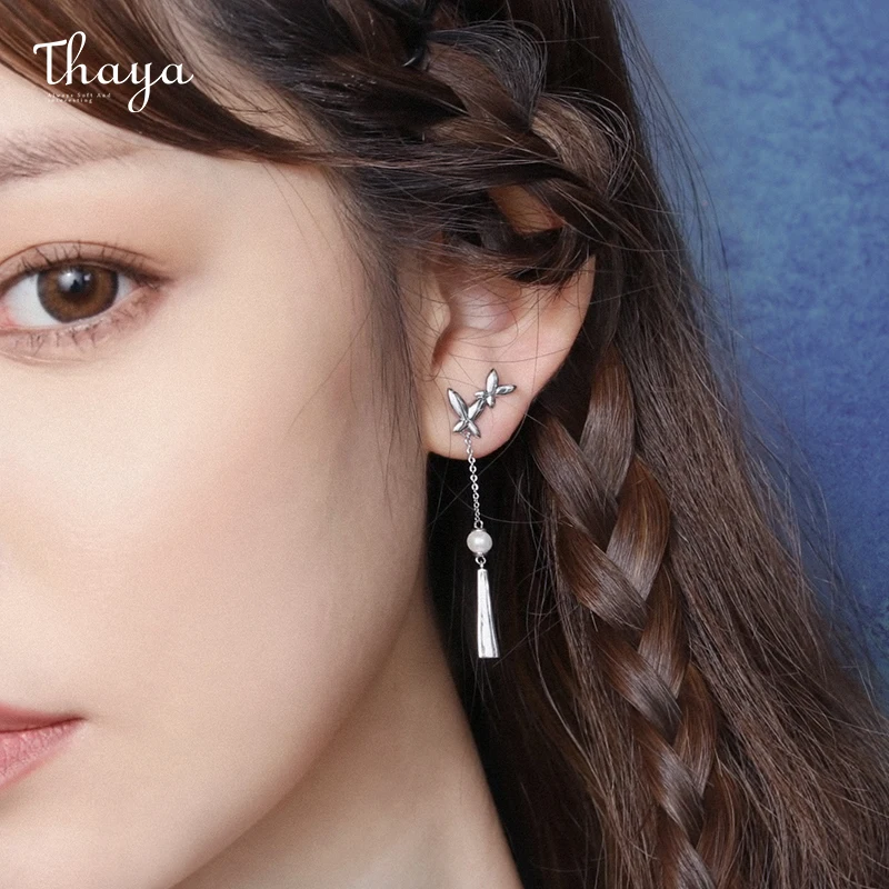 Женские серьги-гвоздики Thaya с зеленым кристаллом золотым фонариком необычные