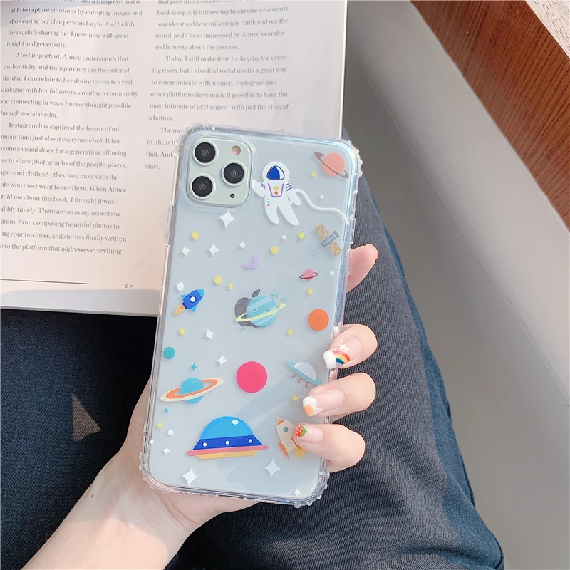 Мультяшный противоударный чехол для телефона с изображением звездного неба