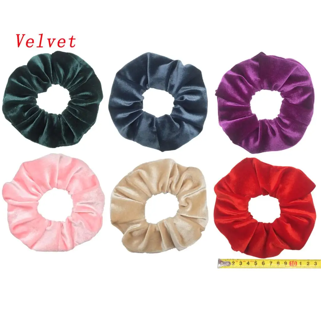 PJ051-G-6PCS 6 шт/лот Бархатные эластичные резинки для волос, резинки для волос для девочек, не складываются, леопардовые женские большие мелкие блестки из шифона с цветочным рисунком - Цвет: PJ051-G-6PCS