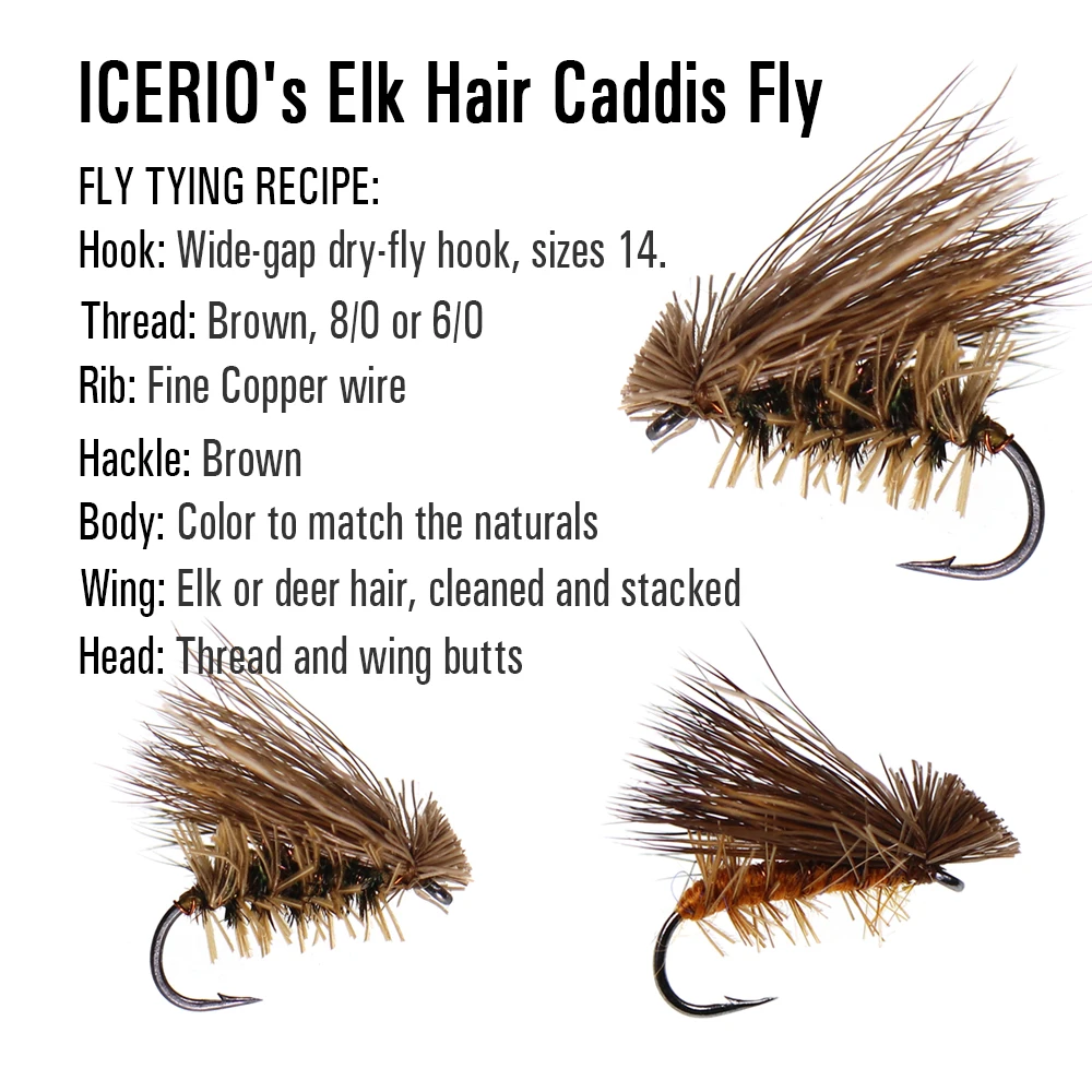 ICERIO 6 шт. волосы лося Caddis Stonefly сухая нахлыстовая форель Нахлыстовые приманки