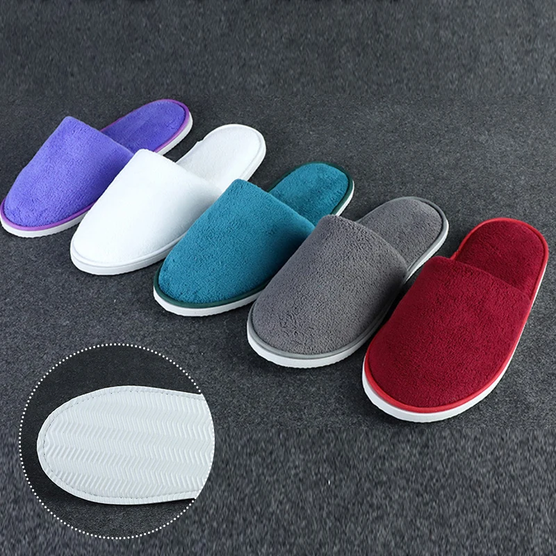 

All-inclusive Slippers Disposable Hotel Slippers For Women Men Soft Coral Fleece Solid Color Non-slip Slippers Wholesale