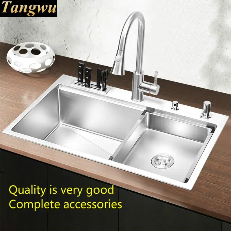 Горячая Распродажа большая кухонная раковина из нержавеющей стали 304 с кнопочной