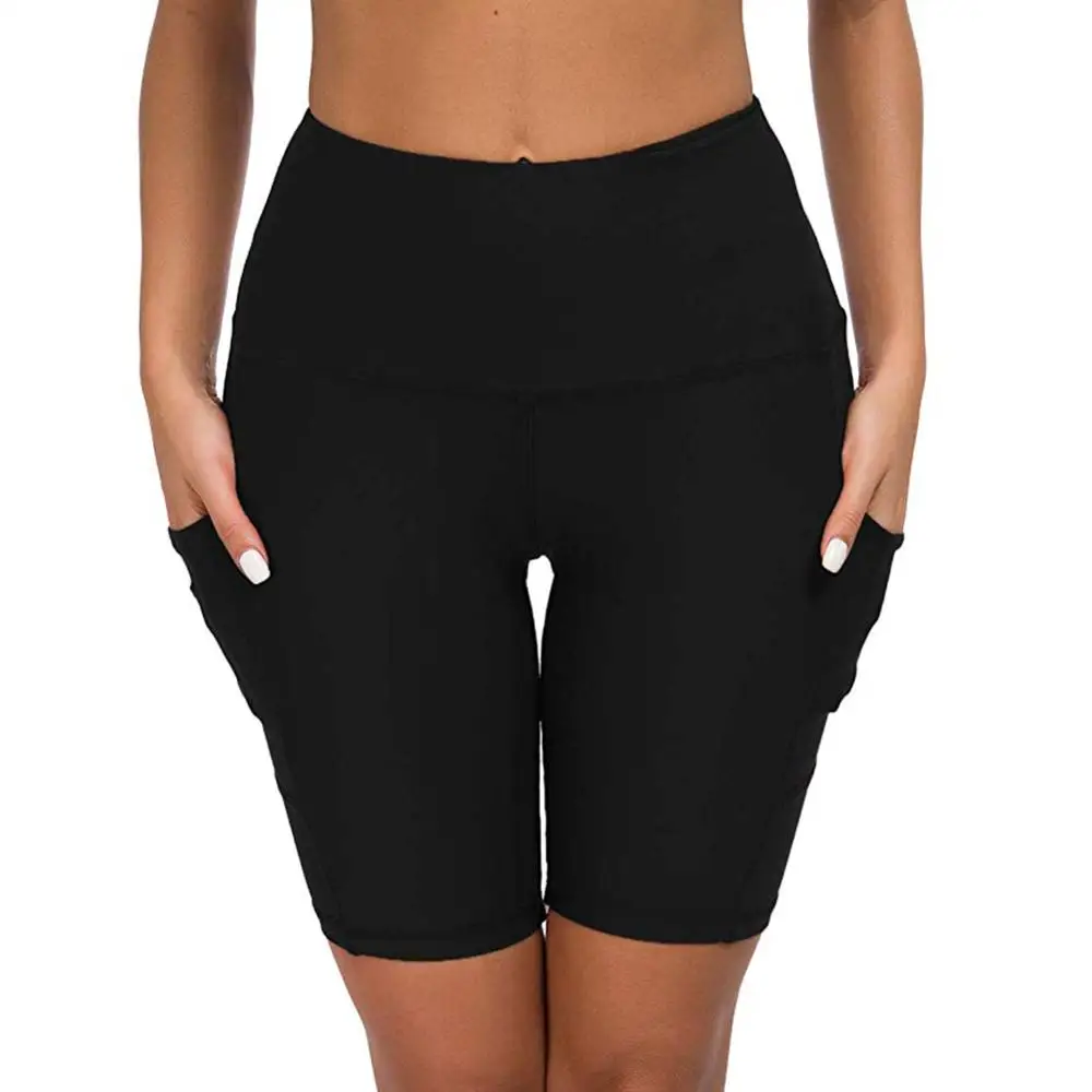 JGS1996 леггинсы с высокой талией и карманами однотонные для тренировок фитнеса