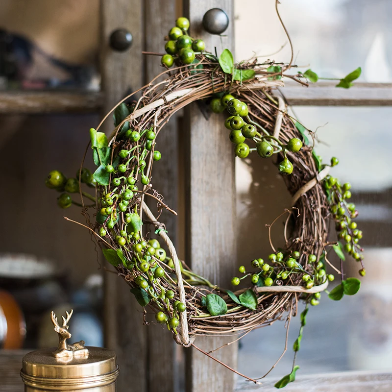 85cm length Rattan garland artificial plants leaves berry red peas branches wedding celebration christmas decoration