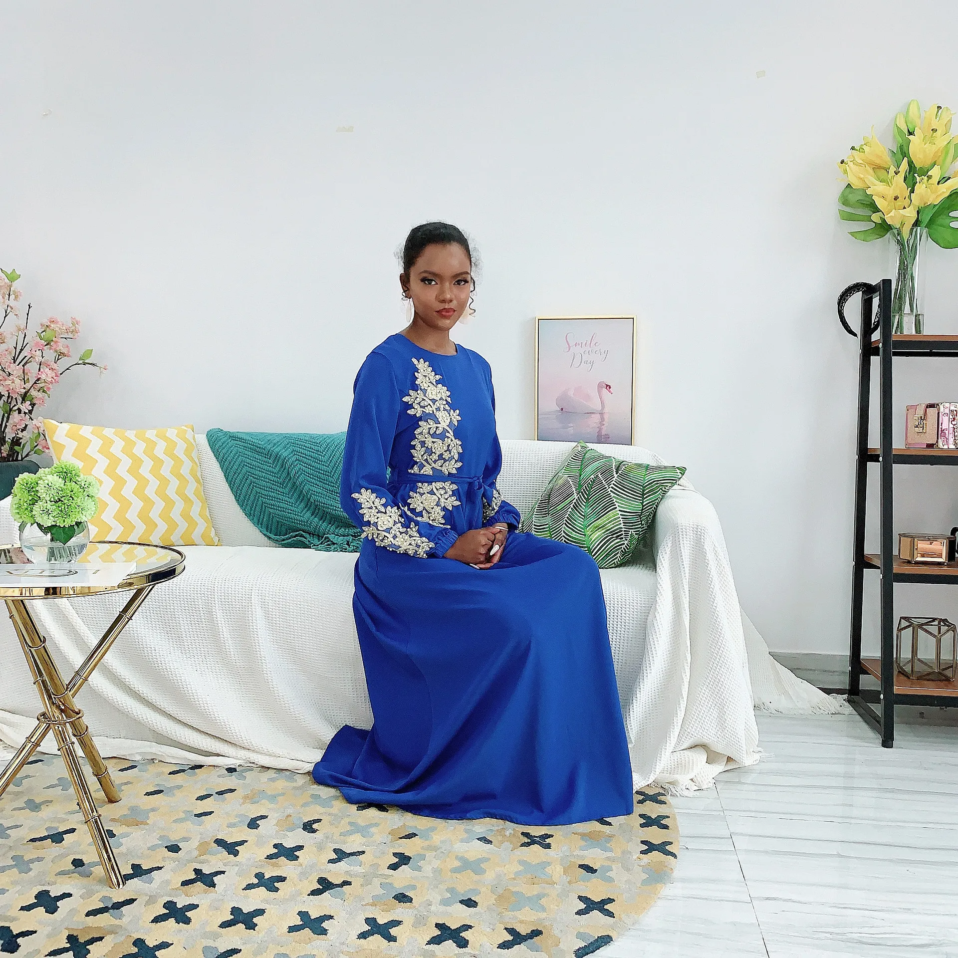 Стильное элегантное длинное расширяемое платье с вышивкой|Женские платья| |