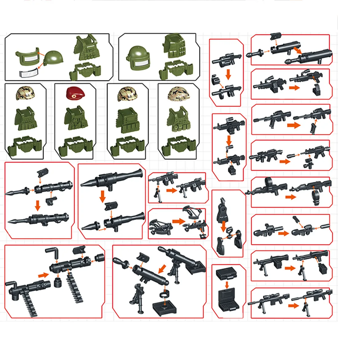

Military Theme DIY Small Particle Building Block Weapon Toys Gun Parts Bricks Kit - Heavy Weapons