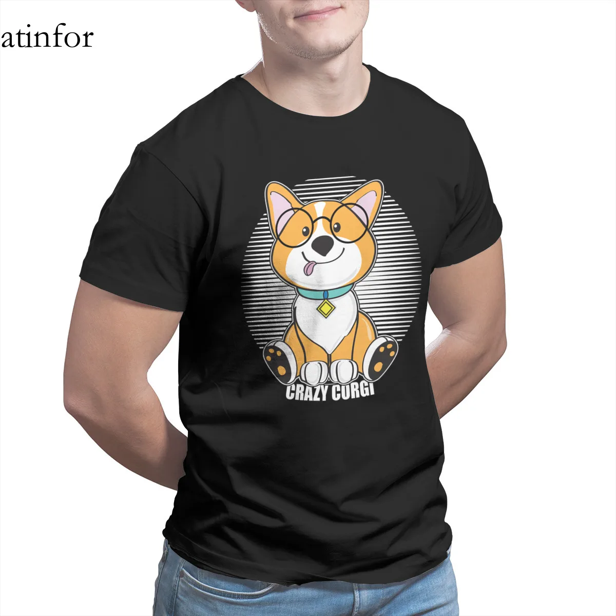 

Dog Design Crazy Corgi cute funny Gift T-Shirt Print Punk Cute Short Sleeve Graphic Plus Size Clothing 26693
