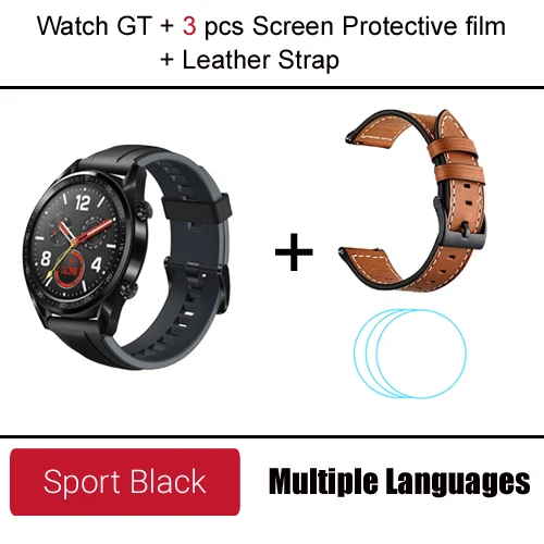 Huawei Watch GT Смарт часы Поддержка gps 14 дней Срок службы батареи 5 атм водонепроницаемый телефонный Звонок трекер сердечного ритма для Android iOS - Цвет: Black add strap