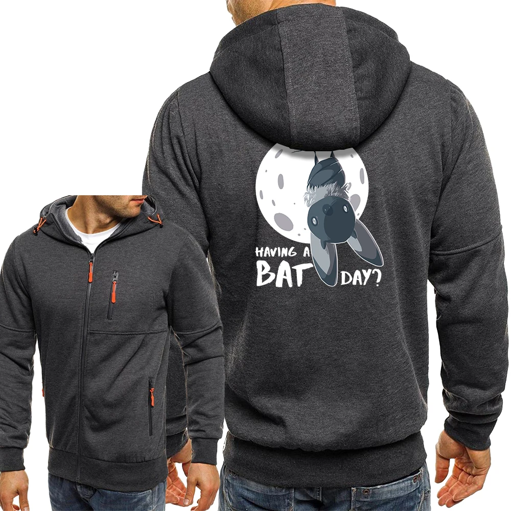 

Bat Days Cartoon Funny Hooded Coat Fashion Harajuku Men Sweatshirts Jackets Autumn Hip Hop Zip Outerwear Male Casual Soft Jacket