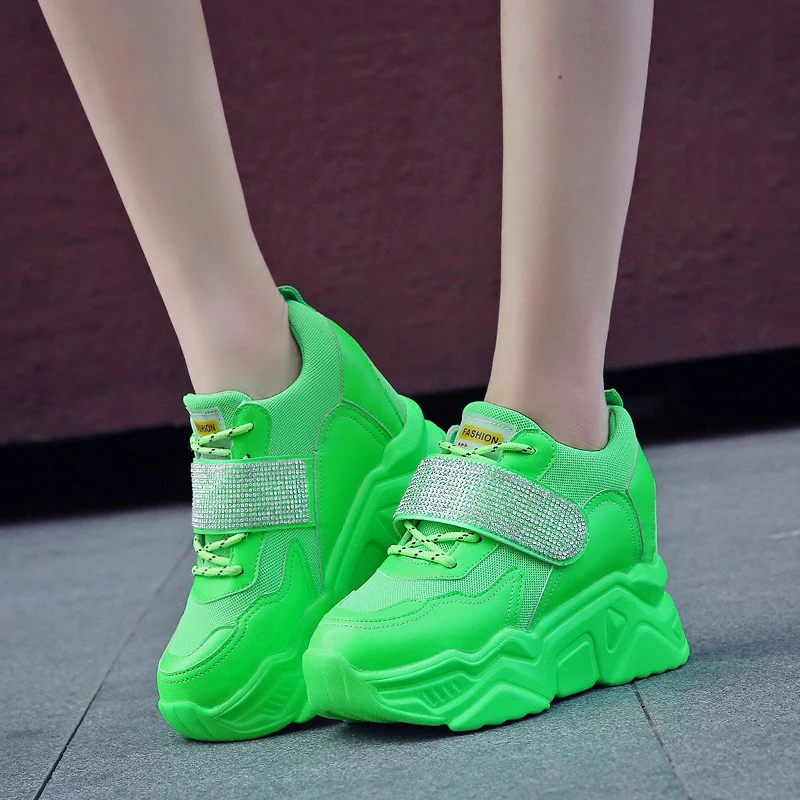 Bjakin Hot Sell Sneakers Women Stylish Thick Sole Running Shoes Height Increasing Chunky Sport Green Girl Chaussures Femme | Спорт и