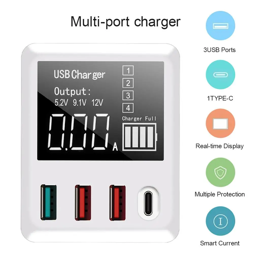 EU/US/UK/AU зарядное устройство для телефона QC 3 0 Быстрая зарядка USB C ЖК дисплей