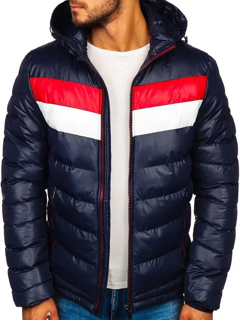 ZOGAA men's fashion double color matching cotton jacket with hood